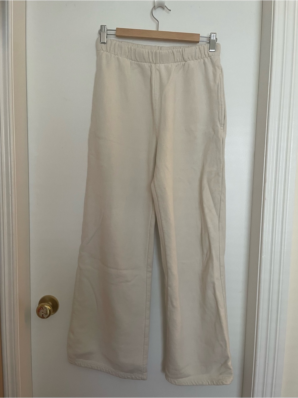 Brandy Melville Cream Wide-Leg Sweatpants